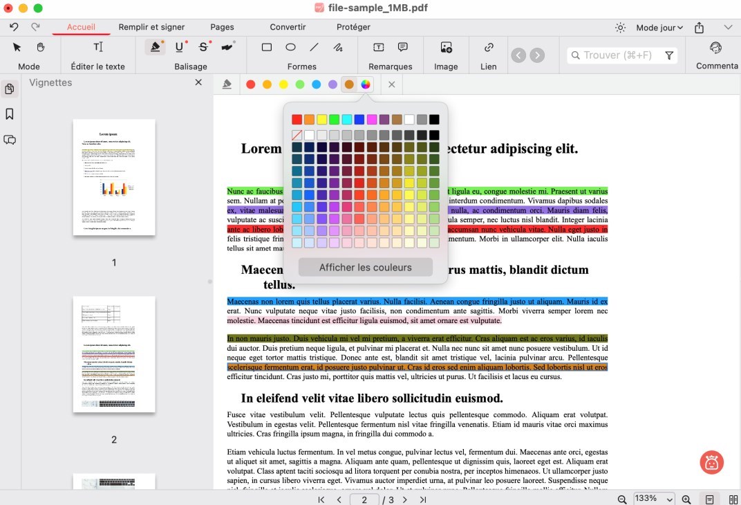 Changer la couleur du surlignage sur Mac