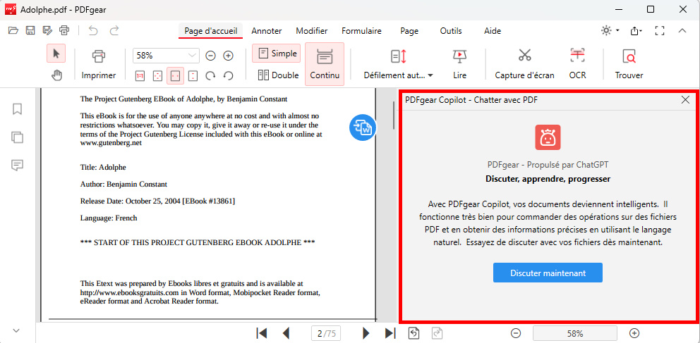 Discuter avec un PDF avec PDFgear