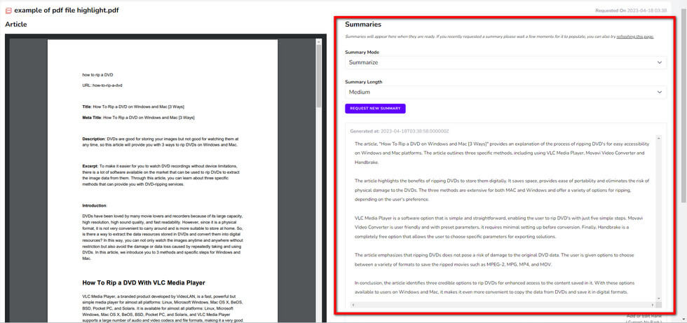 Résumez votre PDF dans SciSummary