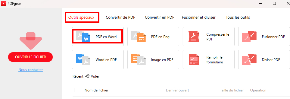 Naviguer vers le bouton PDF en Word