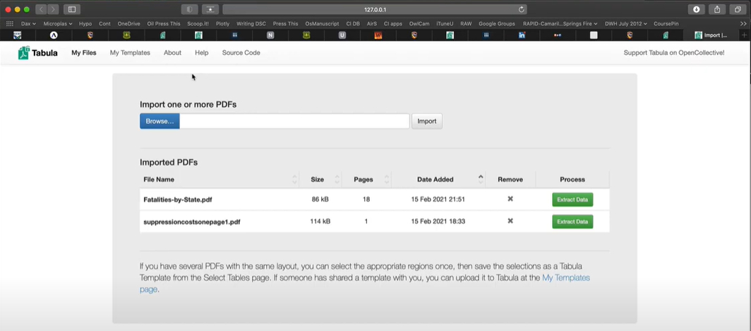 Cliquer sur Parcourir dans Tabula