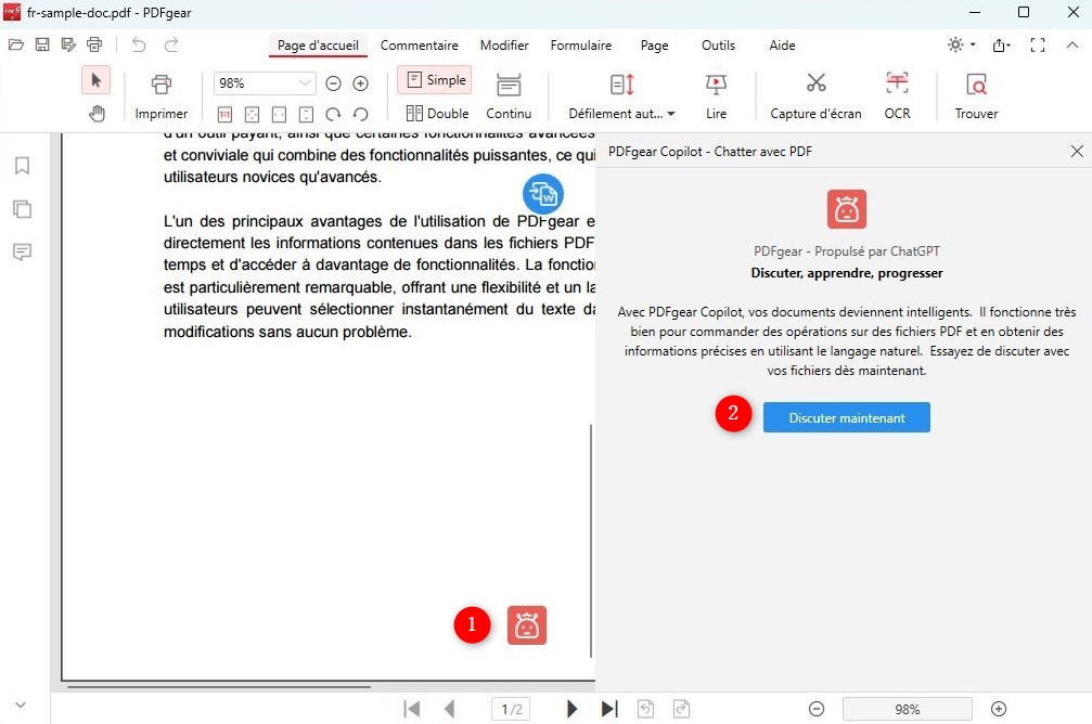 Commencez à discuter dans PDFgear