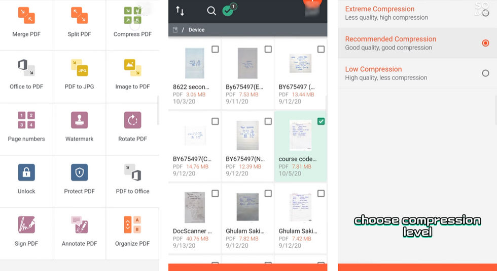 Compresser un PDF à 200 Ko en utilisant l'application iLovePDF