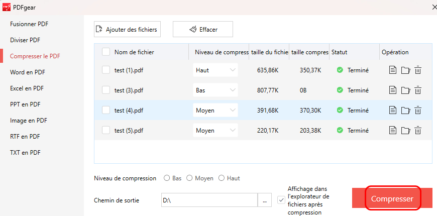 Compresser les fichiers PDF en lot hors ligne