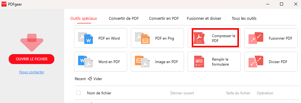 Compresser des fichiers PDF avec PDFgear
