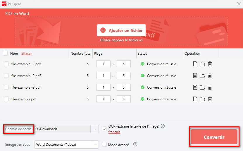 Conversion par lots de PDF scannés en Word
