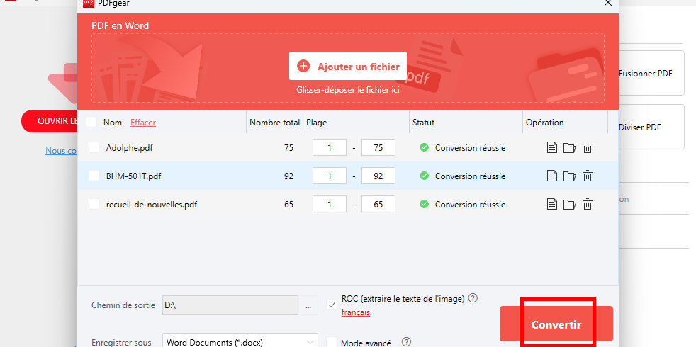 Convertir en lot des PDF scannés en Word