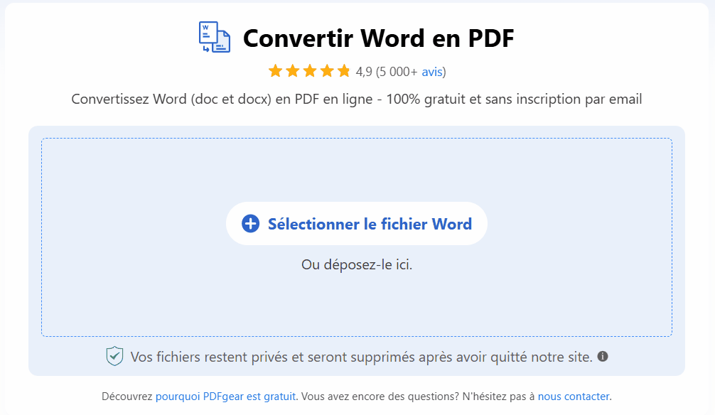 Convertir Word en PDF en ligne gratuitement