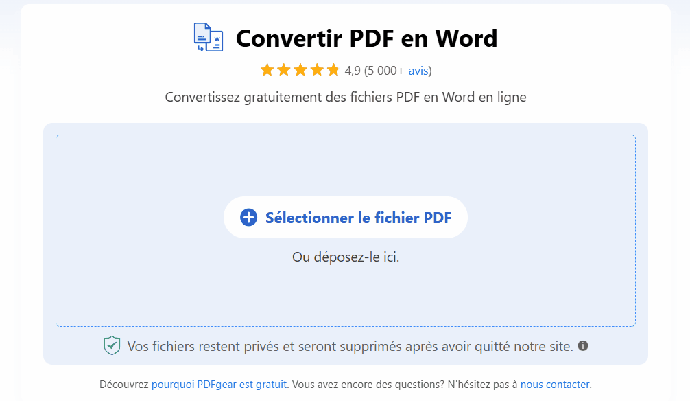 convertisseur PDF en Word en ligne de PDFgear