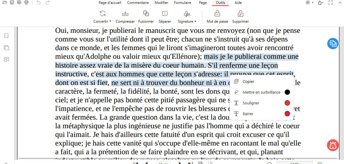 Copier du texte dans un PDF