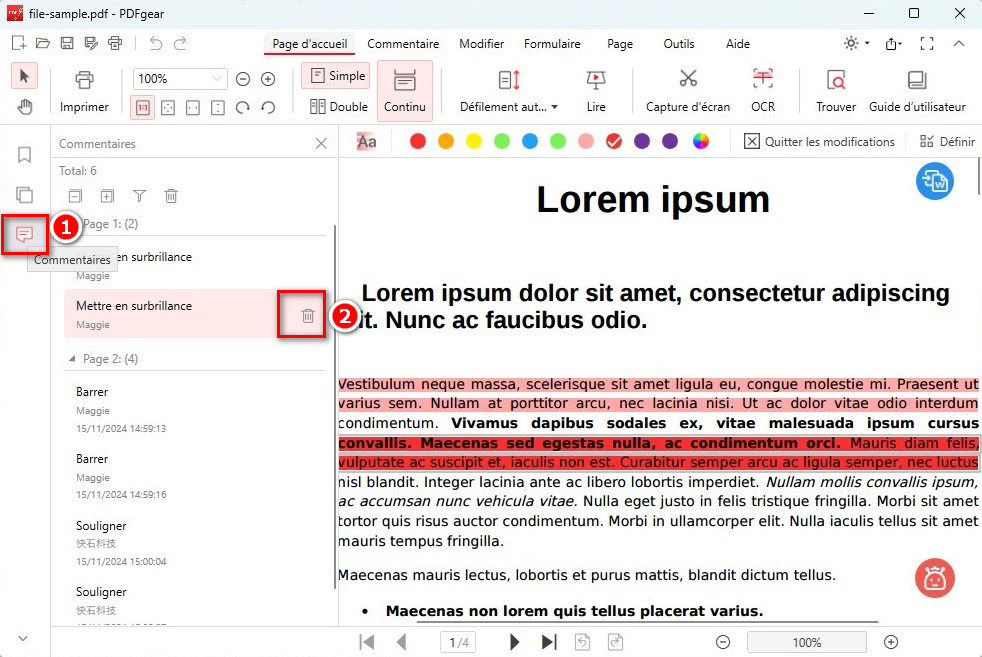 Supprimer un surlignage dans un PDF