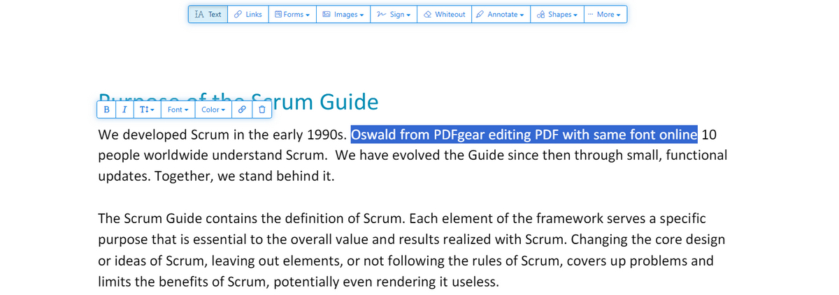 Modifier le texte du PDF avec la même police