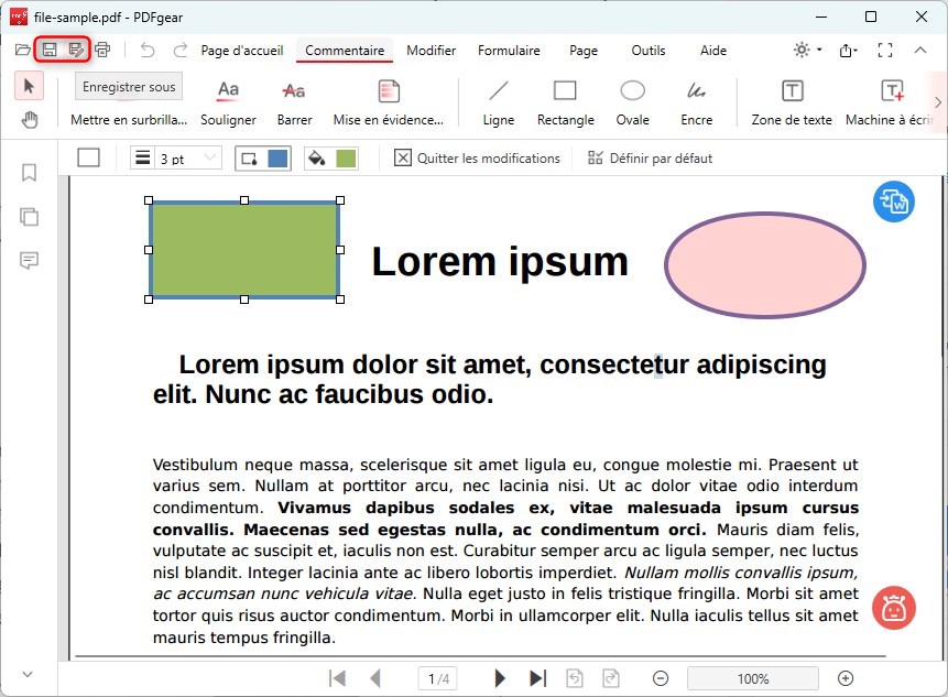 Enregistrer le fichier PDF modifié
