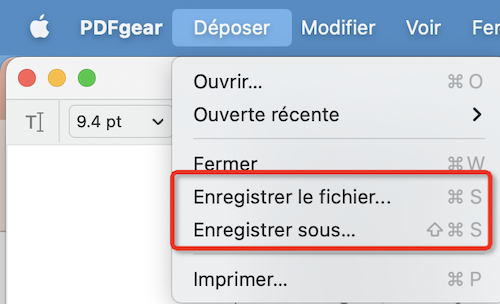 Enregistrer PDF modifié dans PDFgear Desktop