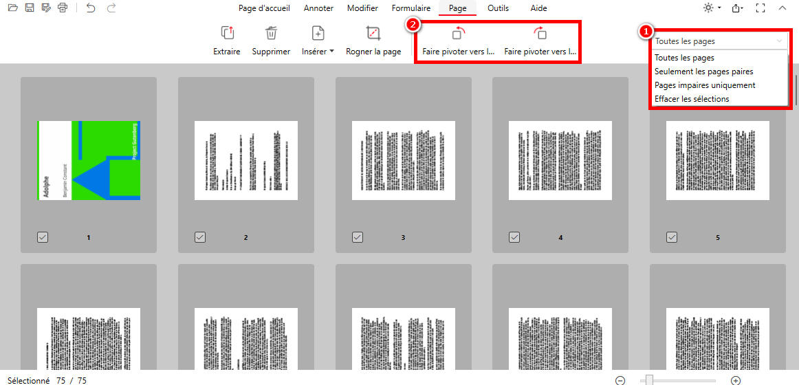 Comment faire passer un PDF de Portrait à Paysage