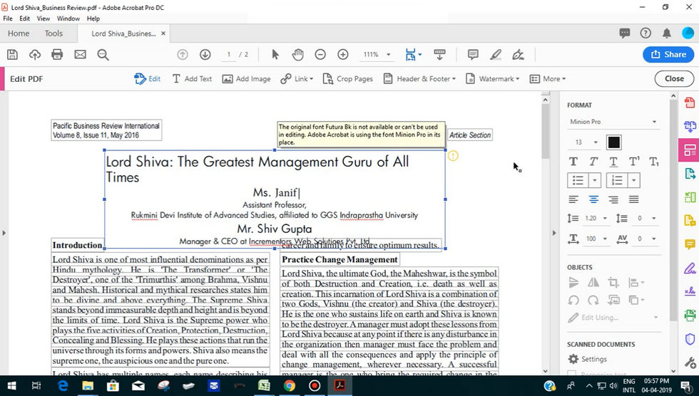 Éditeur de PDF gratuit pour Windows Acrobat Pro DC