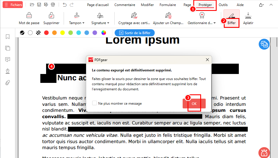 Caviarder un PDF avec PDFgear gratuitement