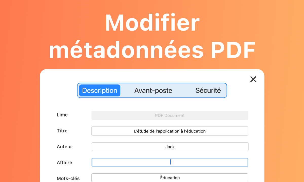Modifier métadonnées PDF