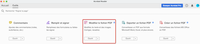Accédez à Modifier le PDF dans Adobe Acrobat