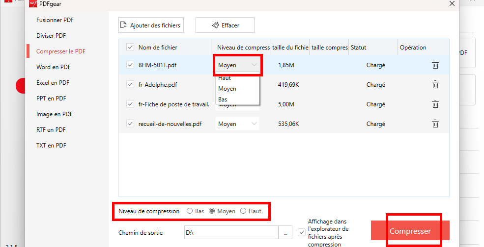 Obtenez vos fichiers PDF compressés