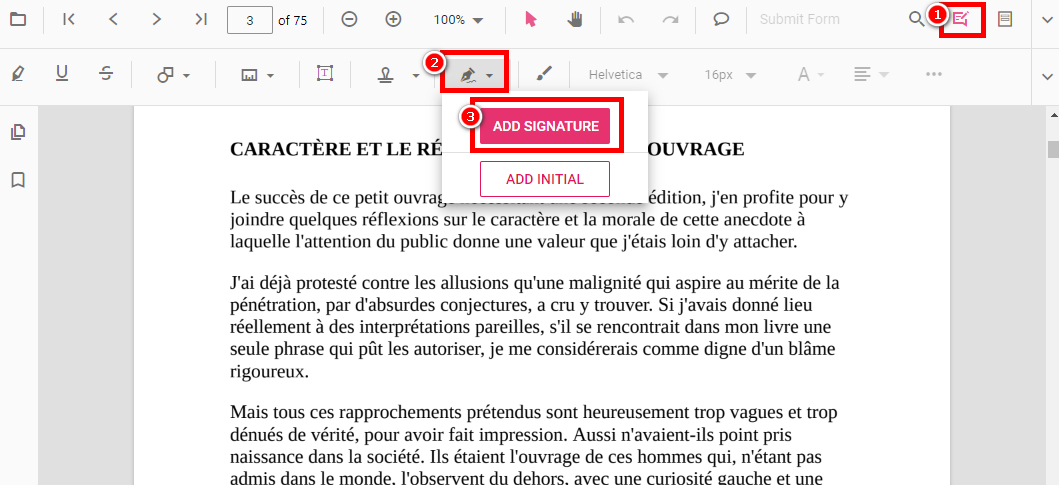Ouvrir les outils de signature