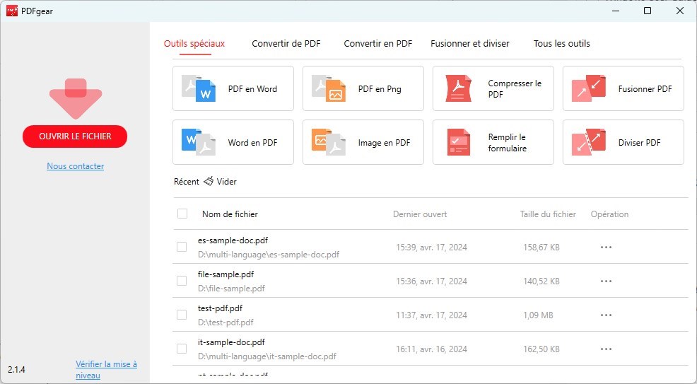 Ouvrir un PDF avec PDFgear