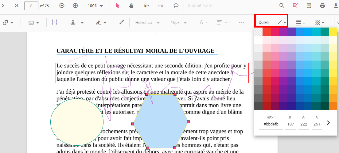 Personnalisez la couleur de la boîte dessinée dans PDFgear