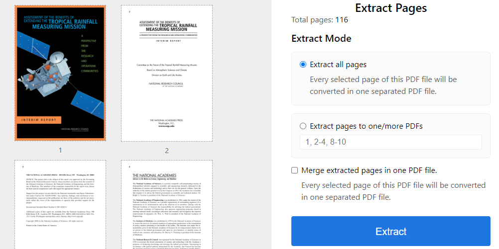 Save One Page of a PDF Online