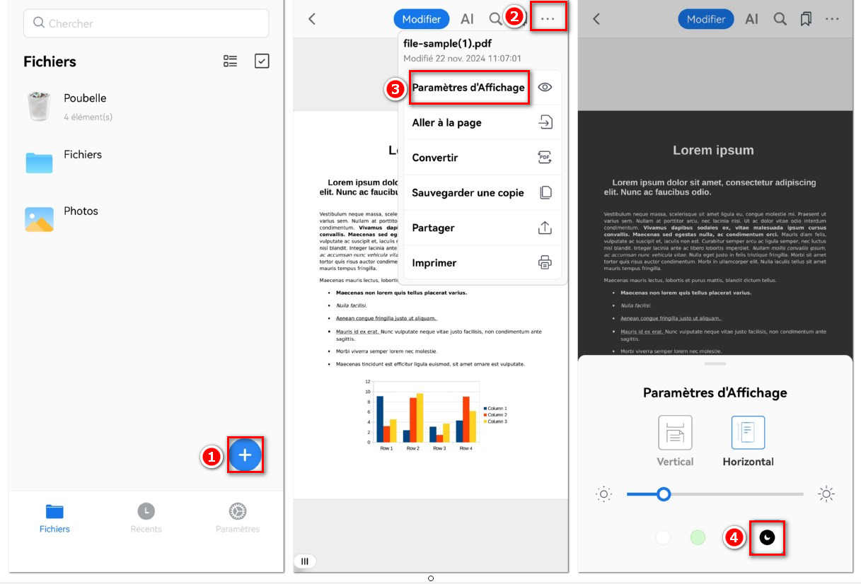 Lire un PDF en mode sombre sur Android