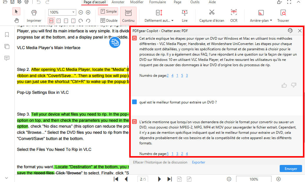 Résumer les PDF avec le Chatbot PDFgear