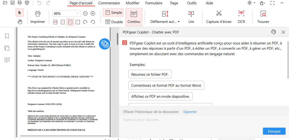 Résumez un PDF avec Chatbot PDFgear