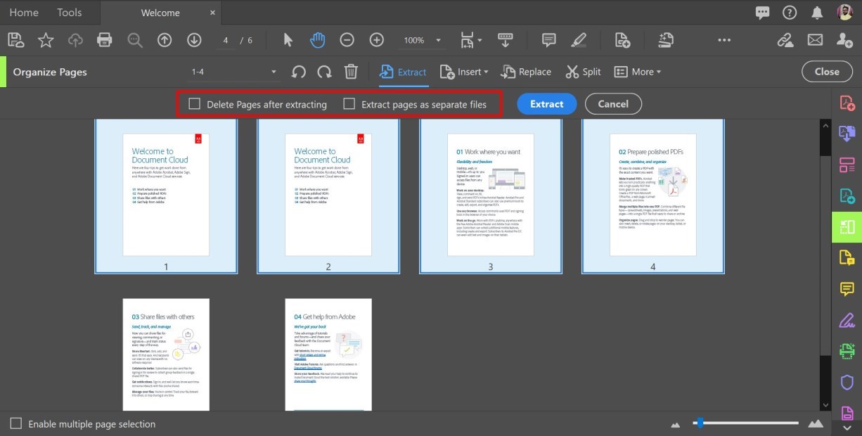 Save Certain Pages of PDF in Adobe Acrobat