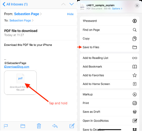 Enregistrer la pièce jointe dans Fichiers