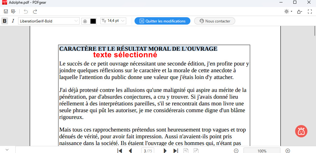Sélectionner le texte à supprimer
