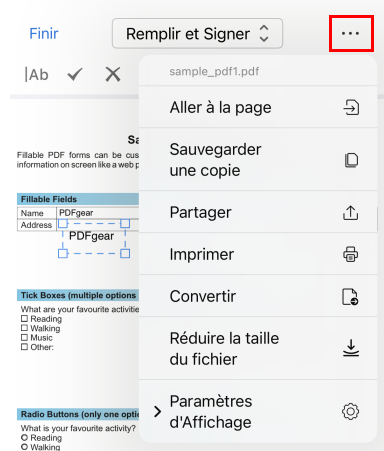 Enregistrer et partager le formulaire PDF