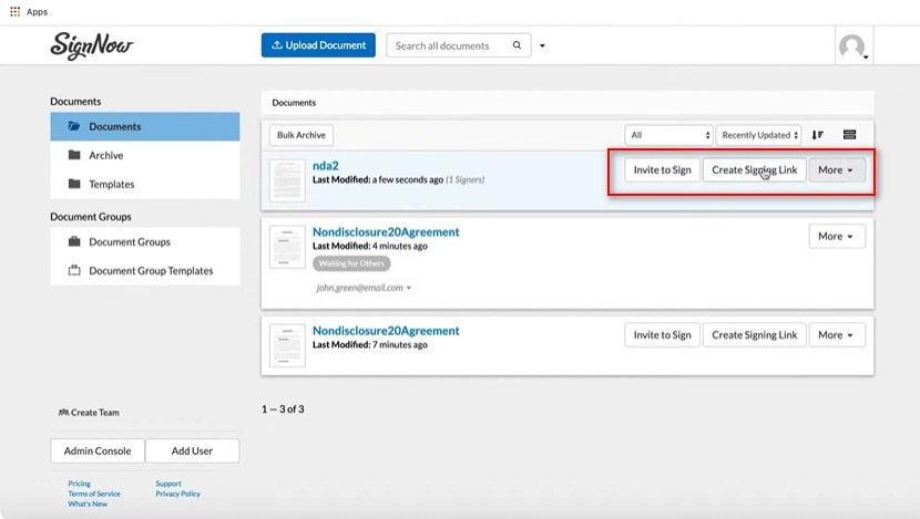 Partager le PDF signé
