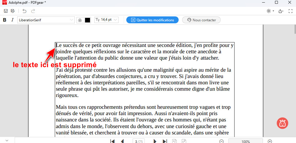 Texte supprimé