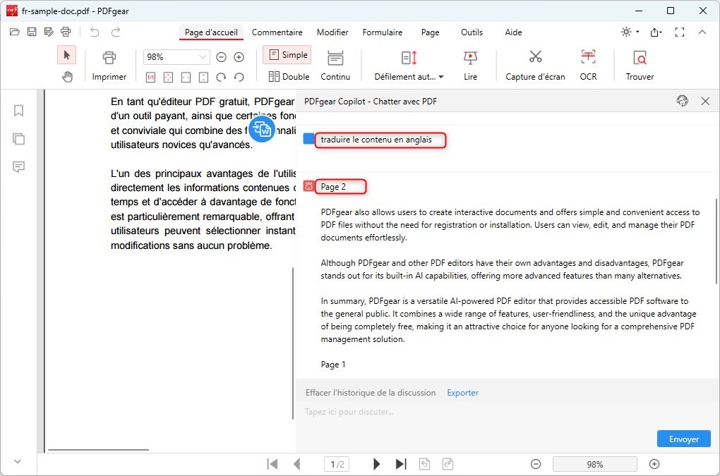 Traduire un PDF avec l'IA Utilisant PDFgear
