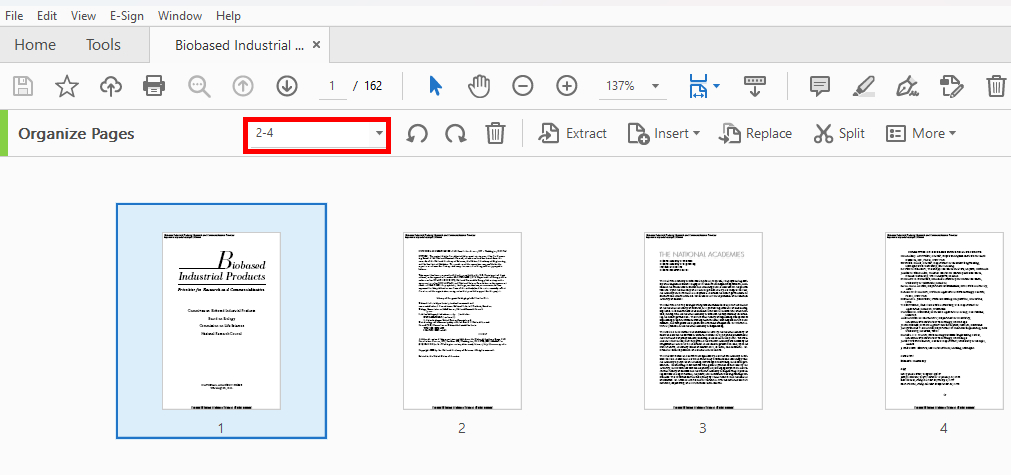 Saisir une plage de pages dans Adobe Acrobat DC