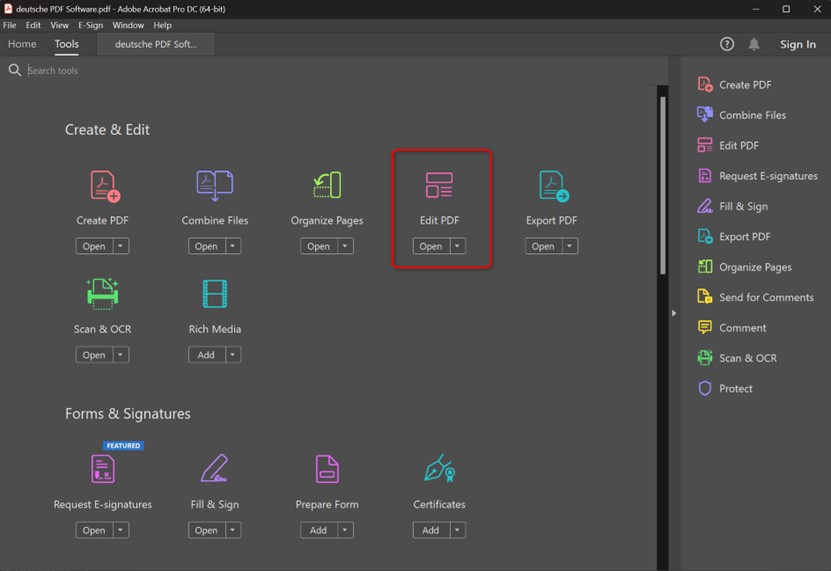 Charger un fichier dans Adobe Acrobat