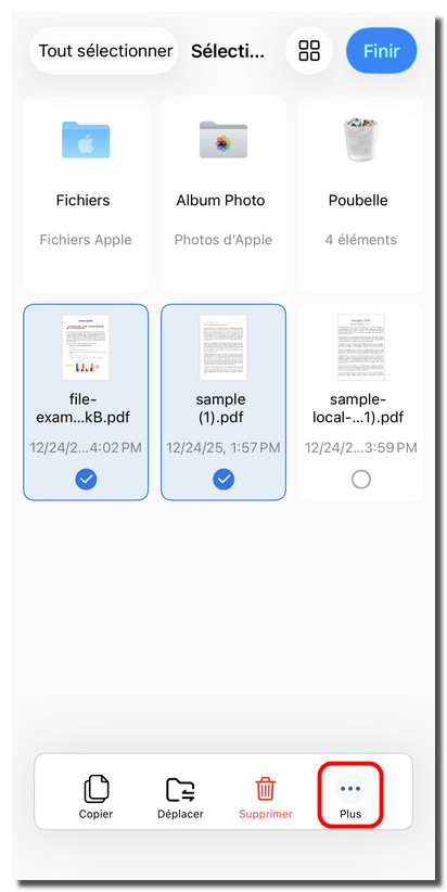Accéder à plus d’options dans PDFgear pour iOS