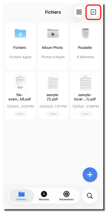 Activer le mode de sélection des fichiers