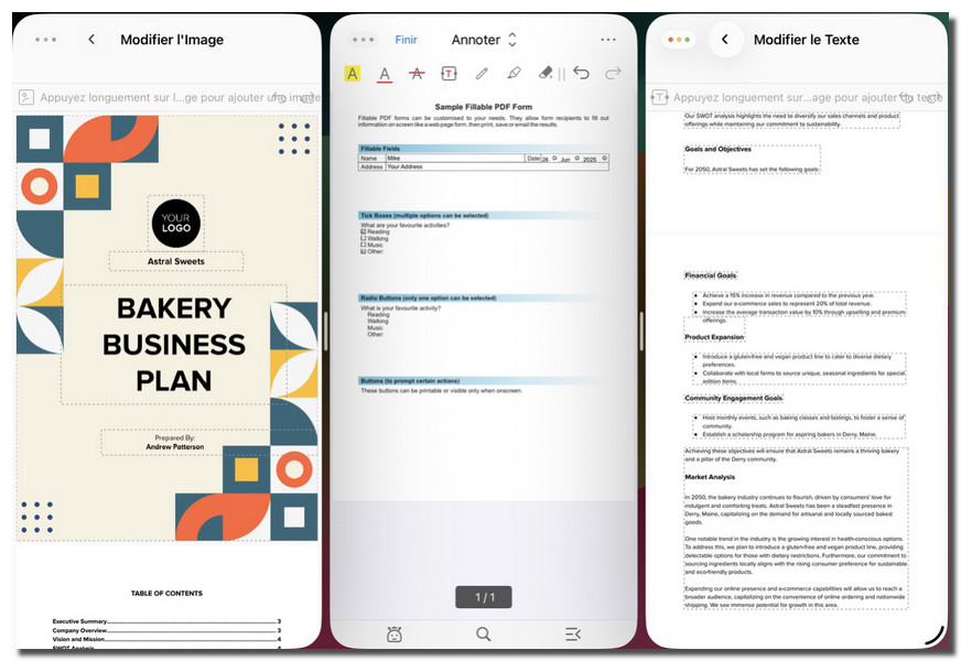 Afficher et modifier plusieurs PDF sur iPad en même temps