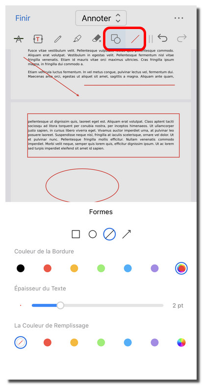 Ajouter des formes à un PDF sur iOS