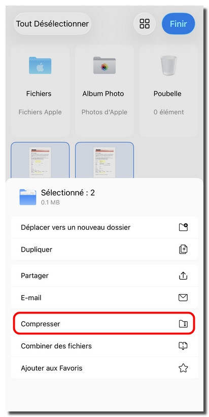 Compresser des fichiers PDF dans PDFgear pour iOS