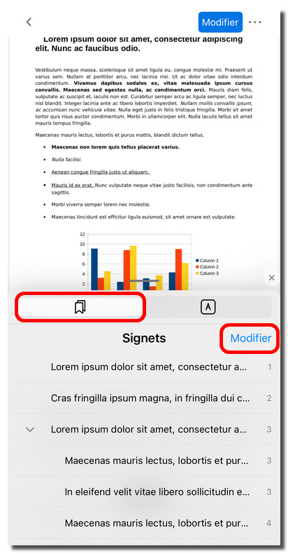 Consulter et modifier les signets