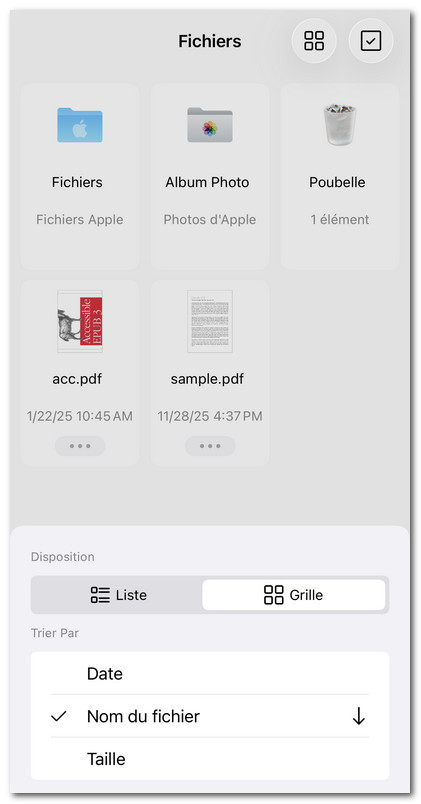 Disposition et tri des fichiers