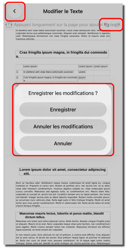 Enregistrer les modifications