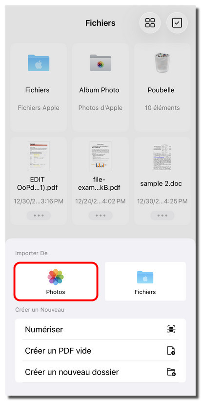 Importer des images dans PDFgear depuis l’app Photos