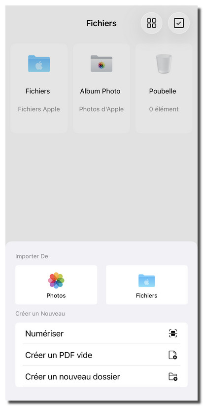 Importer un fichier dans PDFgear pour iOS